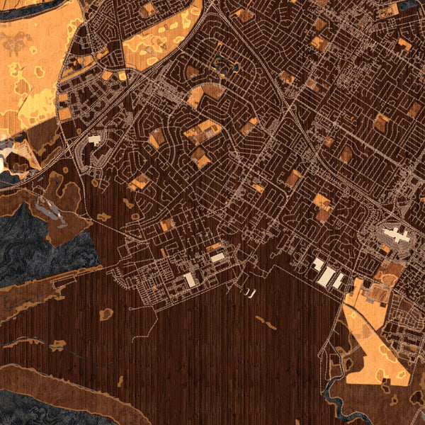Newark California Map Print in Ember Style Zoomed In Close Up Showing Details