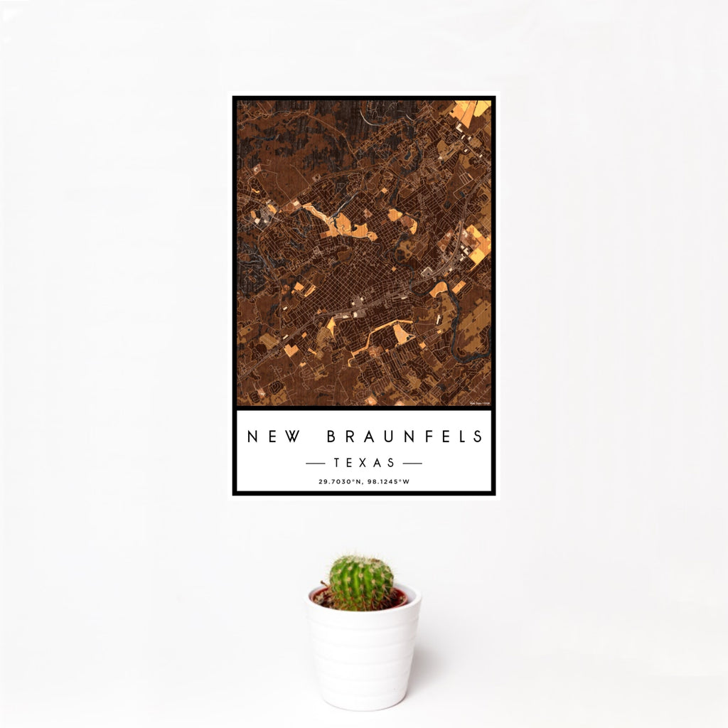 New Braunfels - Texas Map Print in Ember