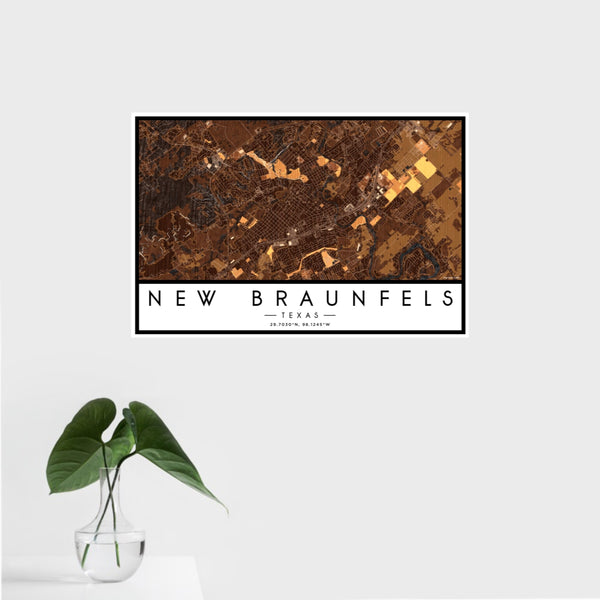 New Braunfels - Texas Map Print in Ember