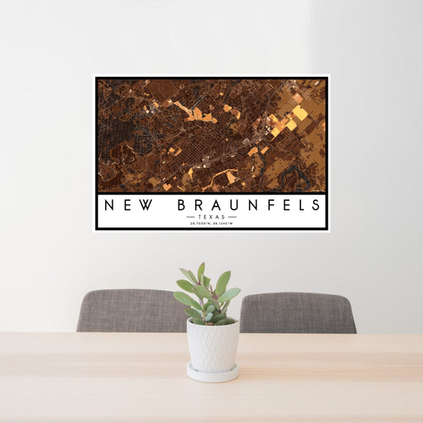 New Braunfels - Texas Map Print in Ember