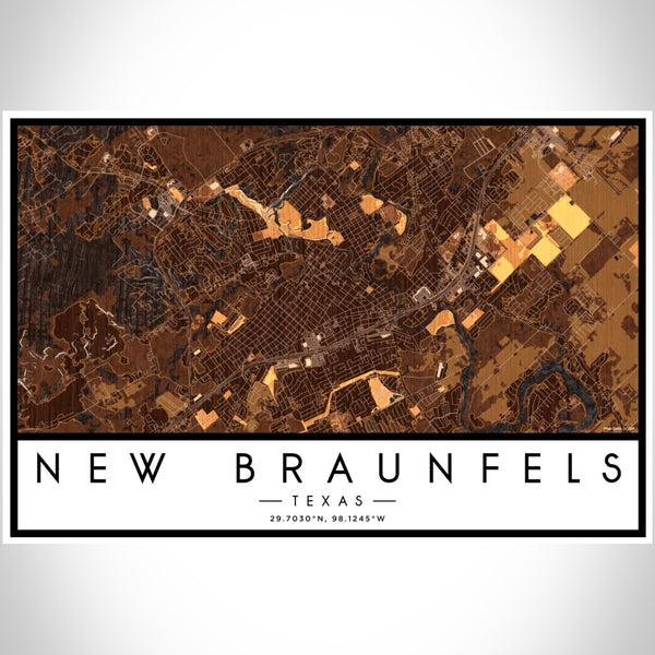 New Braunfels - Texas Map Print in Ember