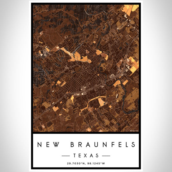 New Braunfels - Texas Map Print in Ember
