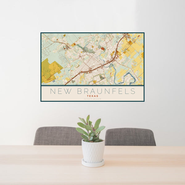 New Braunfels - Texas Map Print in Woodblock