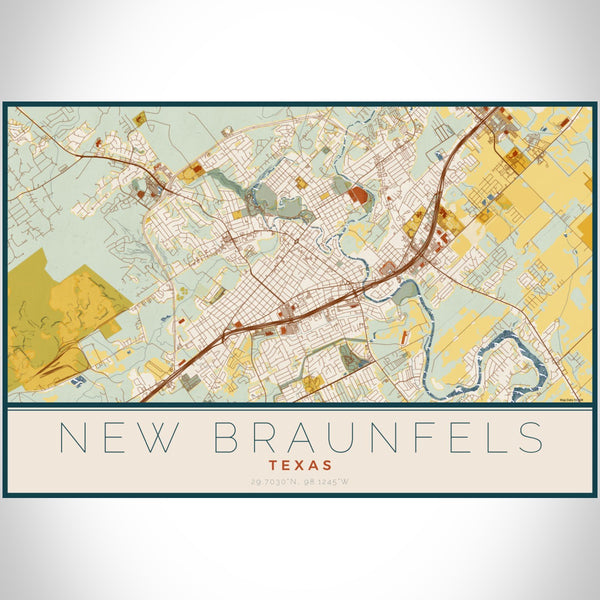 New Braunfels - Texas Map Print in Woodblock