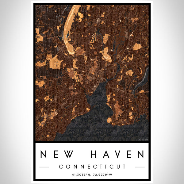 New Haven - Connecticut Map Print in Ember