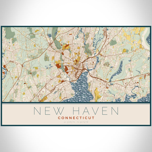 New Haven - Connecticut Map Print in Woodblock