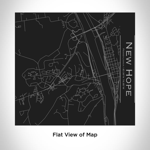 Rendered View of New Hope Pennsylvania Map Engraving on 17oz Stainless Steel Insulated Tumbler in Black