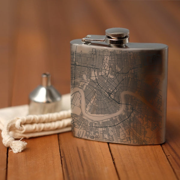 New Orleans - Louisiana Map Hip Flask