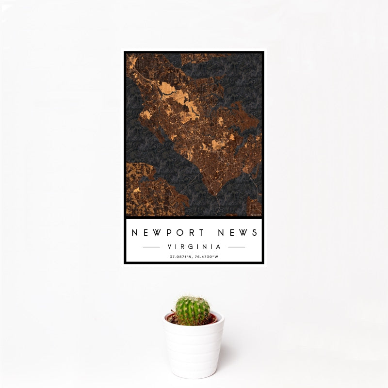 Newport News - Virginia Map Print in Ember