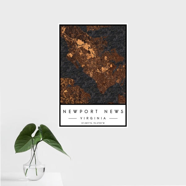 Newport News - Virginia Map Print in Ember