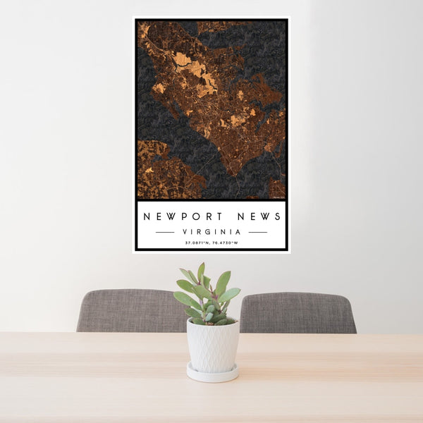 Newport News - Virginia Map Print in Ember