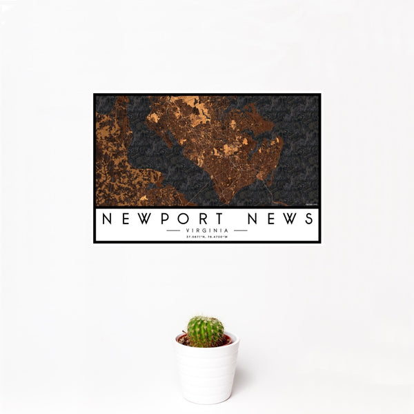 Newport News - Virginia Map Print in Ember