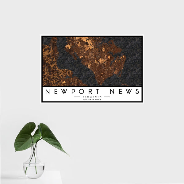 Newport News - Virginia Map Print in Ember