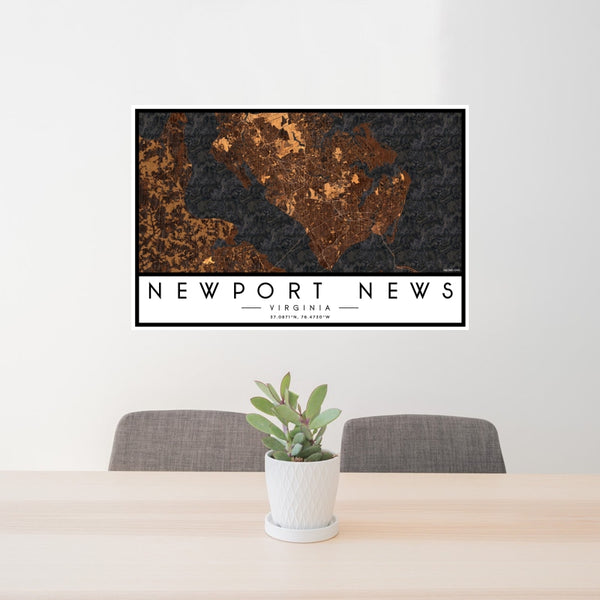 Newport News - Virginia Map Print in Ember
