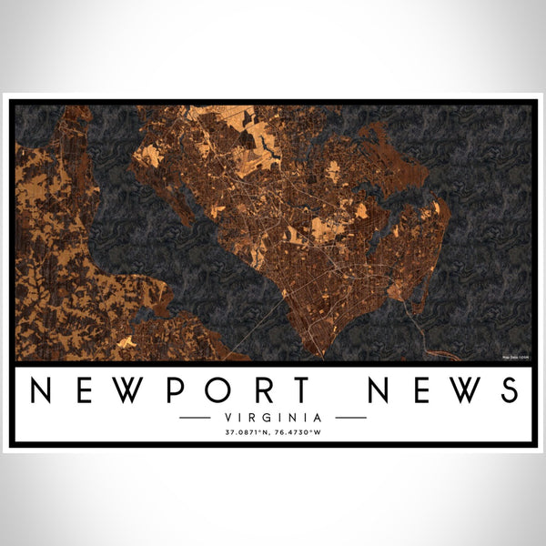 Newport News - Virginia Map Print in Ember