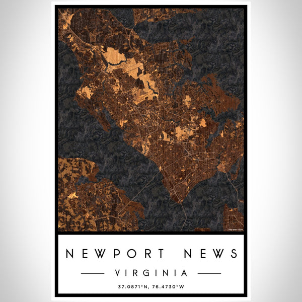 Newport News - Virginia Map Print in Ember