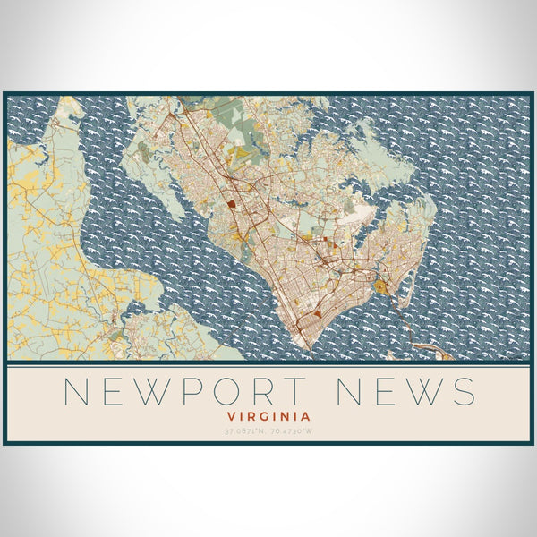 Newport News - Virginia Map Print in Woodblock