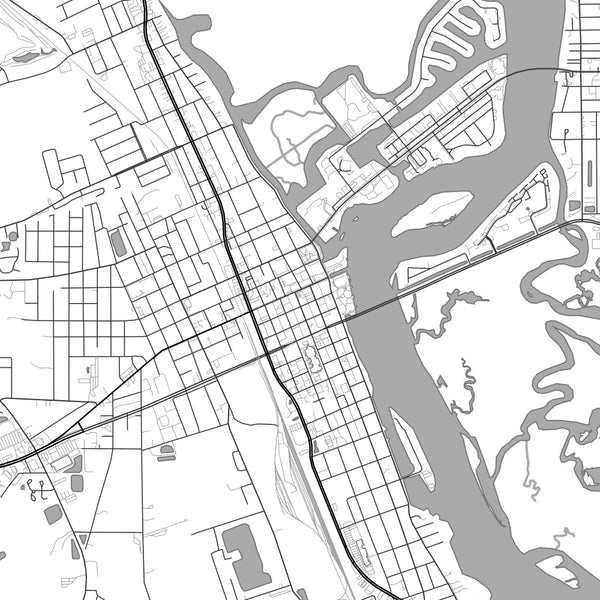 New Smyrna Beach Florida Map Print in Classic Style Zoomed In Close Up Showing Details