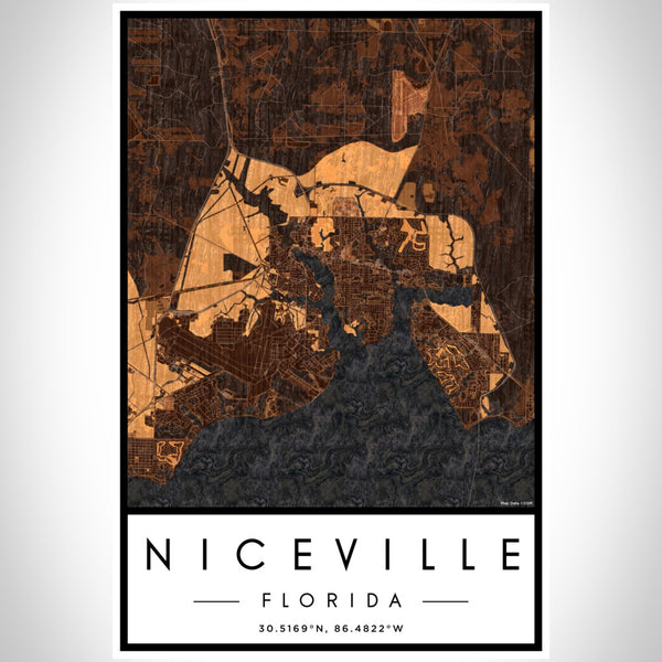 Niceville - Florida Map Print in Ember