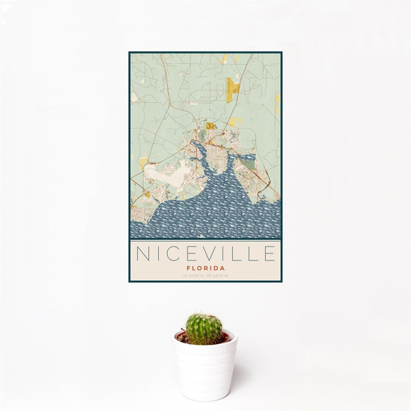 Niceville - Florida Map Print in Woodblock