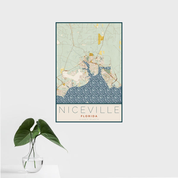 Niceville - Florida Map Print in Woodblock