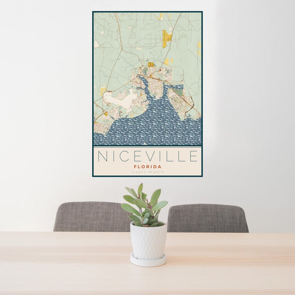 Niceville - Florida Map Print in Woodblock