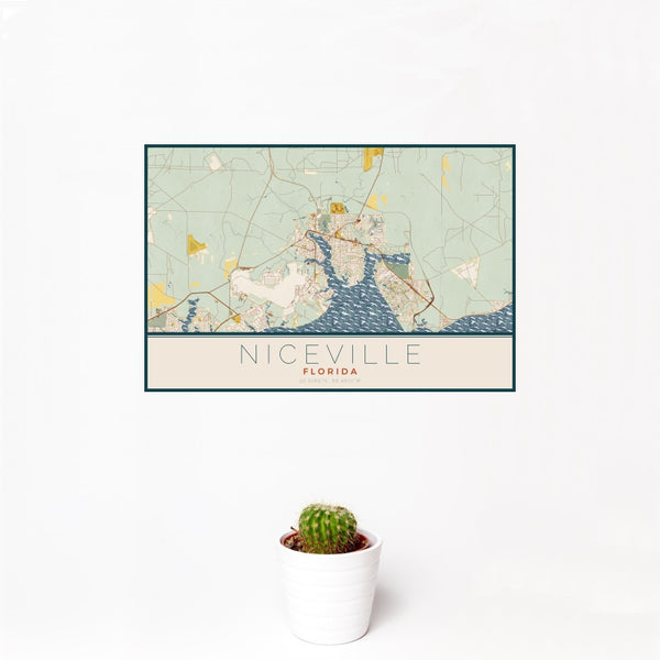 Niceville - Florida Map Print in Woodblock