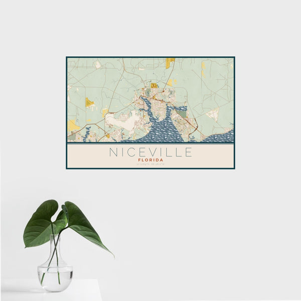 Niceville - Florida Map Print in Woodblock