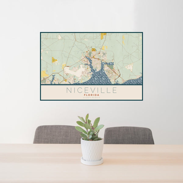 Niceville - Florida Map Print in Woodblock