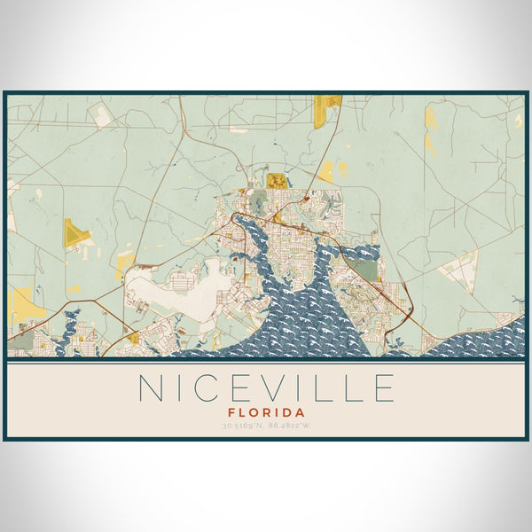 Niceville - Florida Map Print in Woodblock