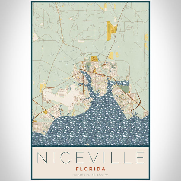 Niceville - Florida Map Print in Woodblock
