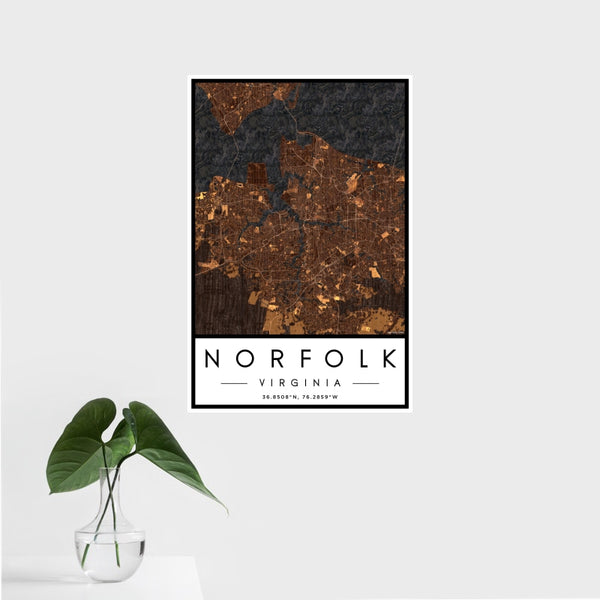 Norfolk - Virginia Map Print in Ember
