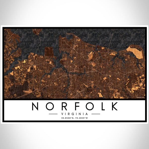 Norfolk - Virginia Map Print in Ember