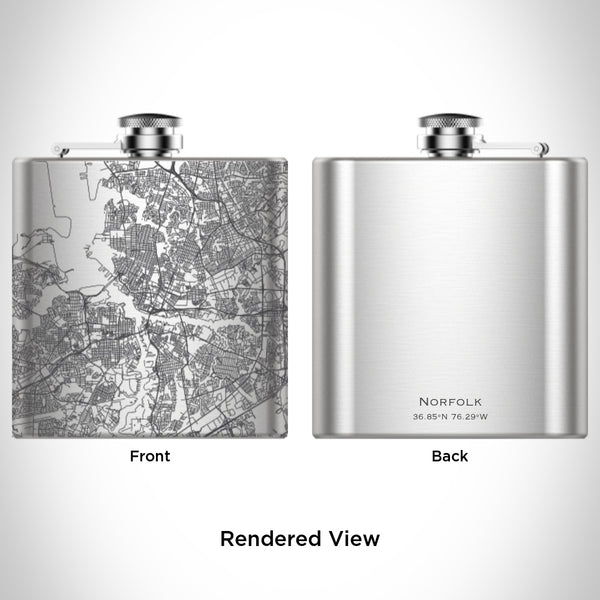 Norfolk - Virginia Map Hip Flask