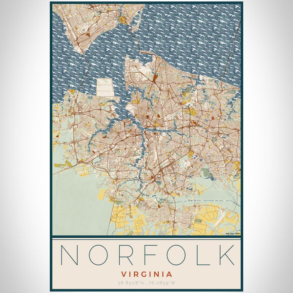 Norfolk - Virginia Map Print in Woodblock