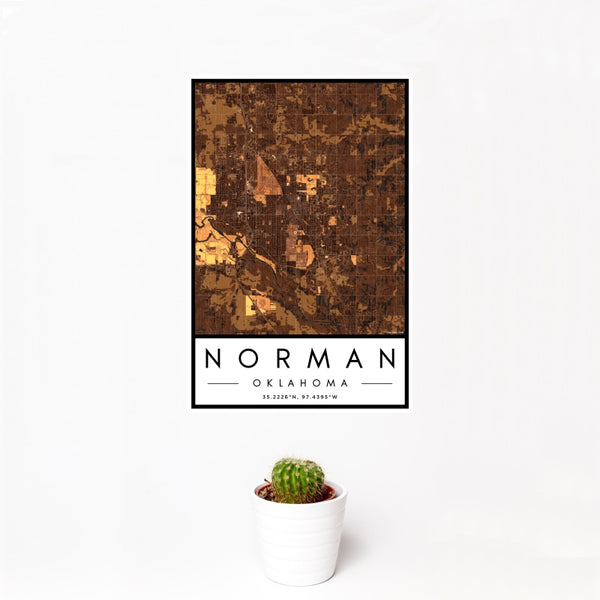 Norman - Oklahoma Map Print in Ember