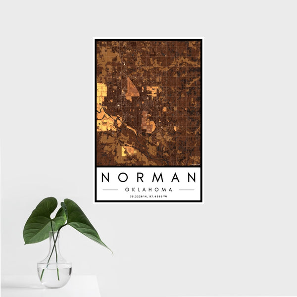 Norman - Oklahoma Map Print in Ember