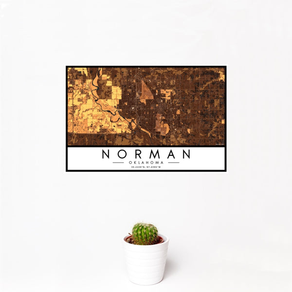 Norman - Oklahoma Map Print in Ember