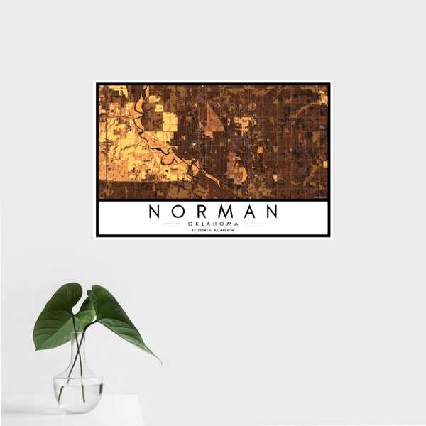 Norman - Oklahoma Map Print in Ember