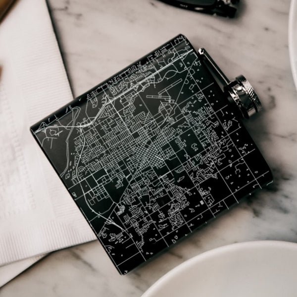 Norman - Oklahoma Map Hip Flask in Matte Black