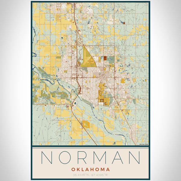 Norman - Oklahoma Map Print in Woodblock