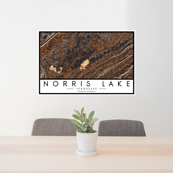 Norris Lake - Tennessee Map Print in Ember