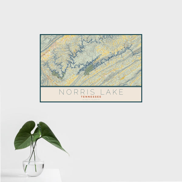 Norris Lake - Tennessee Map Print in Woodblock