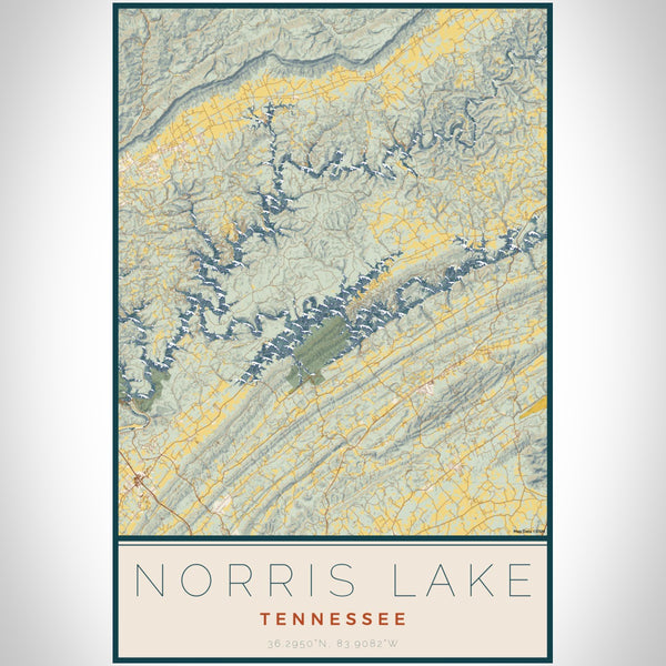 Norris Lake - Tennessee Map Print in Woodblock