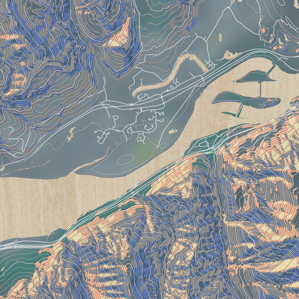 North Bonneville Washington Map Print in Afternoon Style Zoomed In Close Up Showing Details