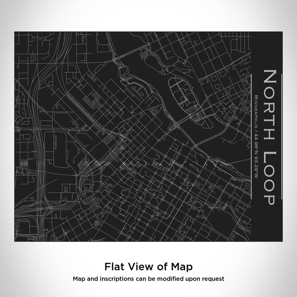 Rendered View of North Loop Minneapolis Map Engraving on 20oz Stainless Steel Insulated Bottle with Bamboo Top in Black