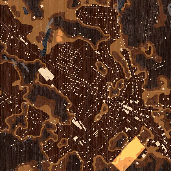 Norwood North Carolina Map Print in Ember Style Zoomed In Close Up Showing Details