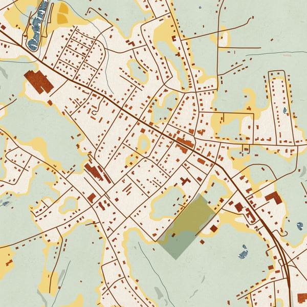 Norwood North Carolina Map Print in Woodblock Style Zoomed In Close Up Showing Details
