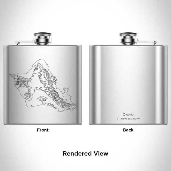 Oahu - Hawaii Map Hip Flask