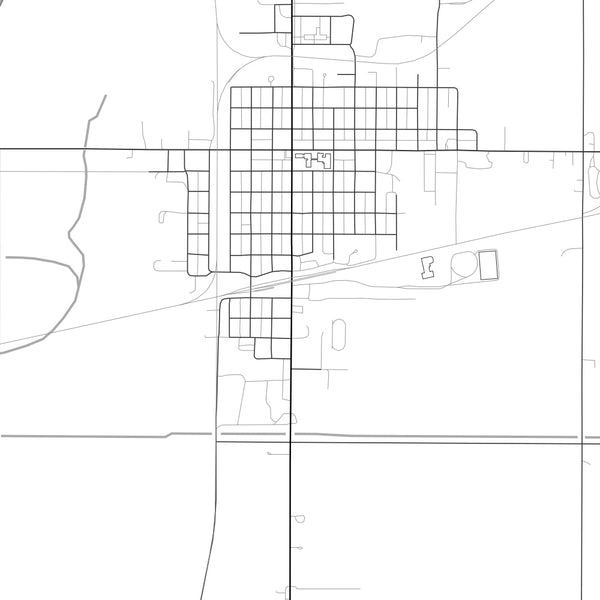 Oakes North Dakota Map Print in Classic Style Zoomed In Close Up Showing Details
